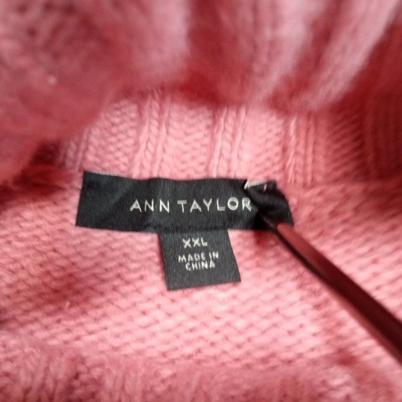 Ann Taylor Womens Sweater Turtleneck Pink XXL Wool Pullover Stretch Sweatshirt‎ - Picture 5 of 10